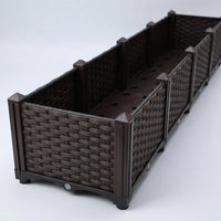 Outdoor Planters for Plants and Flower Boxes, Trough Planter with Window Box Style, Wicker Texture Vegetable Planter, Indoor Floor Stand