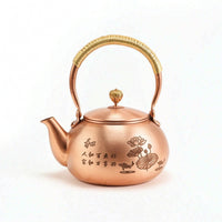 Curved Spout Copper Tea Kettle Wrapped Handle Tea Kettle with Lid Large Capacity Handmade for Hosts, Kitchen