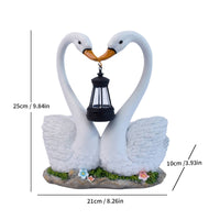 Swan Statue with Hanging Lantern Light Stone-Look for Gardeners