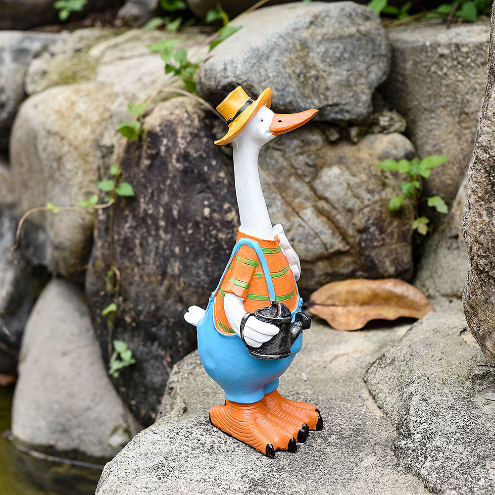 Resin Duck Garden Ornament for Outdoor Decor