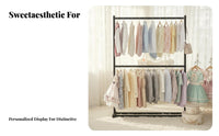 Princess and design complimentarystandingstanding Double-Bar Clothes Rail ribbon Decoration Double Rod Clothing Rack Sturdy Construction Garment Stand Easy Assembly for and design lovers, Teenagers, homeowners, changing area, Closet, Entryway, Retail shop