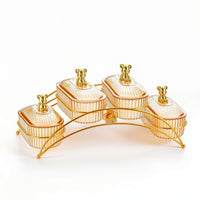 Snack Tray with Lids Gold-Tone Divided Serving Tray Snack Platter Decorative Organizer Clear for Hosts, Living Room, Countertop