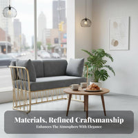 Minimalist Design Framework-Frame Loveseat Modern Design Restaurant Booth High-Density Foam Cushion Cafe Seating Wear-Resistant Upholstery for Interior Designers, Business Owners, Dessert Shop, Lounge Area, Hotel Lobby
