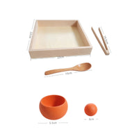 Balls in Cups Toy with Serving Utensil Educational Wooden Sorting Toy with Cups Rainbow Developmental Sorting Set Tray for Homeschool, Classroom