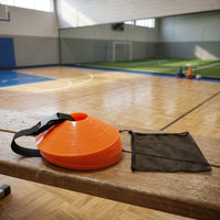 Portable Carrying Strap with Marker Discs Compact Marker Disc Carrying Strap Lightweight Bag with Drawstring Mesh for Coaches, Soccer Players, Schools, Speed Exercises, Field Practice