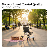 Foldable Design Lightweight Travel Wheelchair Wheel Locks Folding Wheelchair Sturdy Steel Frame Portable Mobility Chair Airline-Friendly for Travelers, Caregivers, Daily Use, Medical Appointments, Airport, Outdoors