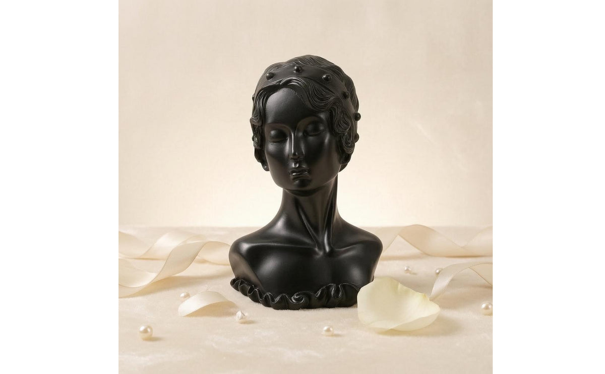 Earring Necklace Display Bust Sculpted Face Female Head Bust Stand Jewelry Mannequin Stand Elegant Design Smooth Glossy Finish