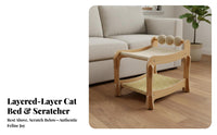 2-Tier Cat Bed Four-Season Use Bunk Cat Bed Sturdy Wood Frame for Multiple Cats, Kittens