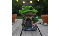 Mushroom House Figurine Outdoor Mushroom Cottage Statue Hand-Painted Look Fairy Garden Statue for Lawn, Courtyard