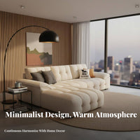 Profilear Textile Sofa Cream and Aesthetic Living Room Furniture Minimalist Design Couch for Apartment Dwellers, Young Adults, Small Areas, Office