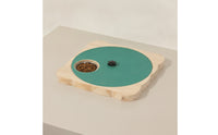 Wooden Feeding Board with Bowl Compact Rotatable Pet Feeder Low-Profile Slow Feeder for Home, Patio