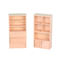 4 Pieces 1:12 Scale Dollhouse Cabinet with Drawers Unfinished Miniature Cabinet DIY Miniature Shelving Paintable for Crafters, Hobbyists, Collectors