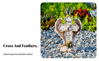Praying Hands Cross Decoration Weather Resistant Celestial Feather Cross Statue Celestial Feathers Statue Spiritual Consolation
