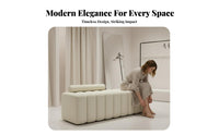 Soft and Comfortable Long Padded Seat High-Resilience Foam Segmented Cushion Bench Breathable Textile Upholstered Seating Collapse-Resistant Frame for Homeowners, Shop Owners, Interior Designers, Fitting Room, Entryway, Retail Boutique, Window Nook