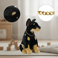 Doberman Stuffed Realistic Doberman Stuffed Animal Stuffed Dog with Collar Lifelike Soft for Children, Room Decor, Desk Display