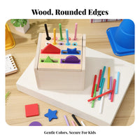 Develops Fine Movement Skills Color and Shape Matching Toy Hand-Eye Coordination Wooden Shape Sorting Box Made from Natural Wood Color Recognition Toy Paint for Toddlers, Preschoolers, Babies