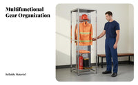 Stainless Steel Fire Suit Rack Rust-Resistant Double-Sided Turnout Gear Rack Heavy Duty Firefighter Gear Locker for Firefighting Personnel