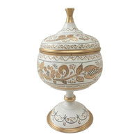 Handmade Copper Sugar Jar Pedestal Base Carved Copper Jar Enamel-Style Ornament Centerpiece