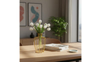 Metal Frame Vase Minimalist Aesthetic Metal Wire Frame Vase Glass Tube Flower Holder Bright Luxury for Living Room, Office Desk