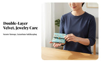 Brocade Jewelry Pouch Double Layer Button Closure Trinket Bag Elegant Design Soft Jewelry Storage Bag for Collectors, Journeyers, Daily Use, On The Go