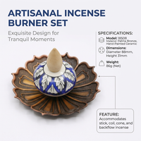 Gold Finish Aroma Base, Antique Bronze Fragrance Holder, Ceramic Alloy Home Fragrance, Decorative Flower Meditation Room, Artistic Lotus Design