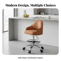 Multi-Purpose Adjustable pivot Chair with Backrest Padded Seat Rolling Stool Easy to Assemble Mobile Seating for Salon Professionals, Office Workers, Kitchen, Bar Counter, Reception Desk, Studio
