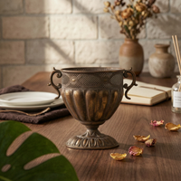 Urn Planter with Handles Bronze Urn with Handles Ribbed for Gardens