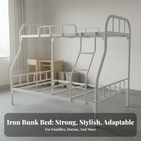 Metal Bunk Bed Reinforced Structure Steel Bunk Bed Frame Guardrail Bedroom Furniture for Students, Workers, Dorm Room, School, Rental Apartment