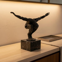 Abstract Human Figure Statue Creative Design Marble Base Ornament Handmade Abstract Art Figure for Living Room, TV Stand, Hotel Lobby