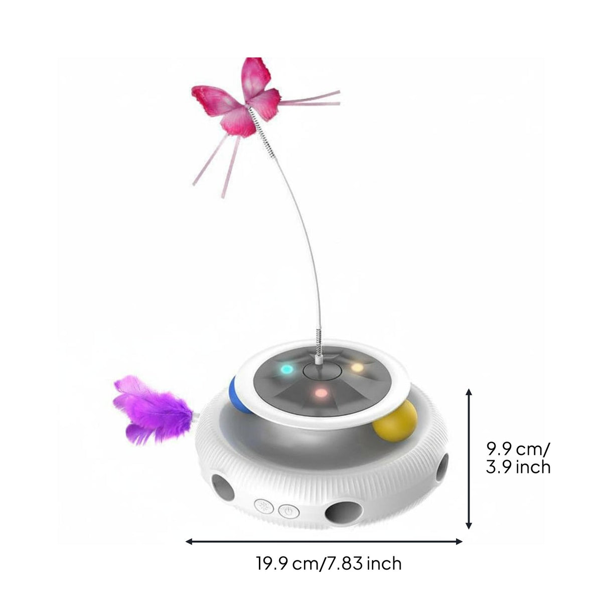 360° Rotation Whack-A-Rodent Feather Feline Toy USB Rechargeable Electric Rotating Feline Toy LED Lights Pet Supplies for Cats, Kittens, Indoor