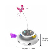 360° Rotation Whack-A-Rodent Feather Feline Toy USB Rechargeable Electric Rotating Feline Toy LED Lights Pet Supplies for Cats, Kittens, Indoor