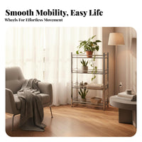 Stainless Steel Plant Stand Indoor/Outdoor Use Movable Greenery Pot Rack Sturdy Multi-Tier Rolling Shelf for Owners, Balcony, Patio