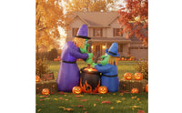 Easy Setup Witch and Cauldron Inflatable Giant Display Holiday Decoration Spooky Illumination for Party