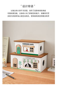 Wooden Desk Cable Organizer Box for Power Strips and Data Cables