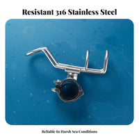 Stainless Steel Fishing Rod Holder Boat Rod Holder Rust Resistant Clamp-on Fishing Pole Bracket for Anglers, Trolling