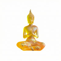 Zen Resin Buddha Figurine Meditative Buddha Figurine with Gold Accents Small Compact for Meditation Corner