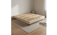 Levitating Bed Frame Solid Wood Construction Headboardless Foundation Bed Scratch-Resistant Upholstery Bedroom Furniture for Loft