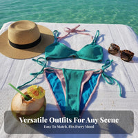 4 Pieces Layered Halter Bikini Set Customizable Fit DIY Mix and Match Swimsuit Comfortable Wear Two Piece Swimsuit for Young Adults, Teenagers