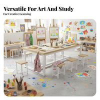Classroom Desk and Stool Set Rounded Corners Classroom Table and Chair Set Easy to Tidy Children Craft Table for Students, Young Children, Playroom