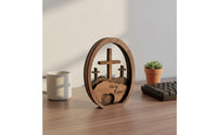 Wooden Easter Resurrection Scene Ornament Religious Gift Christian Easter Table Decoration He Is Risen Wooden Craft for Christians, Office Desk