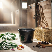 Flat Rear Nourishment Pail Large Opening Horse Water Pail Hanging Design