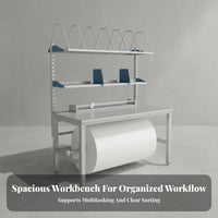 Packaging Workbench Anti Table with Roll Holder Multi-Functional Adjustable Packing Desk for E-Commerce Sellers, Factory, Mailroom