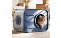Ribbed Top Plastic Pet House Round Entrance Ventilated Pet Shelter Slatted Side Openings Plastic Dog House Air Vents for Indoor