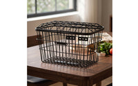 Black Front Bike Basket with Lid Rectangular Front Bike Basket with Cover Grid Sturdy for Errands
