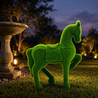 Grass-Textured Horse Green Outdoor Ornament Weather-Resistant for Lawn