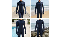 3mm One-Piece Wetsuit with Front Zipper Full-Body Wetsuit with Front Zipper Long-Sleeve Diving Suit Close-Fitting for Snorkelers, Surfers, Divers, Snorkeling, Surfing, Swimming