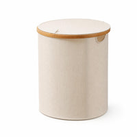 Natural Clothes Hamper with Bamboo Rim Sturdy Laundry Hamper with Lid Heavy-Duty Storage Bin with Lid Sturdy for Bedroom, Dorm Room