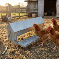 Metal Treadle Fowl Feeder Rodent-Resistant Treadle Chicken Feeder No Waste for Chickens, Backyard