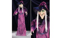 Sound Activated Hanging Witch Ghost indoor/outdoor Witch Ghost with Light-up Eyes Easy to Install Animated Halloween Prop Battery Powered for Haunted Houses, Entryways