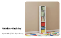 With Wheels Mobile Bookcase Space Saving Multi-Tier Mobile Bookshelf Large Capacity Rolling Shelf Lockable Casters for Children, Office Workers, Kids' Room, Playroom, Classroom, Narrow Areas